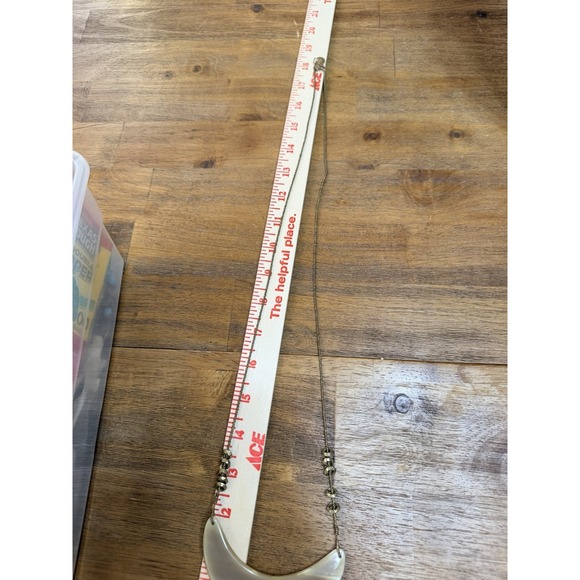 Crescent Moon Pendant Necklace Beaded Chain Bohemian Statement Cream - Picture 6 of 9